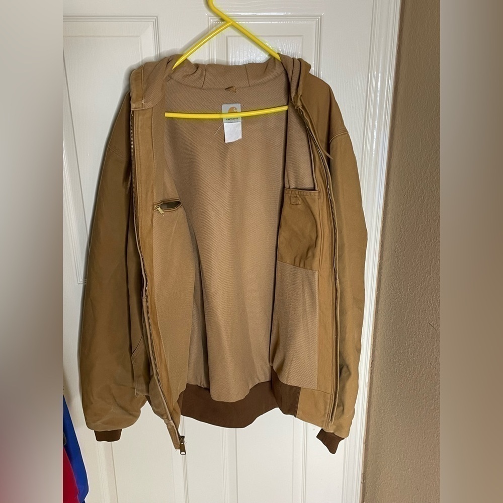 Carhartt Active Jacket Y2K Mesh Lined Full-Zip Hooded Coat, Brown Tan, Mens XL   - Picture 8 of 14